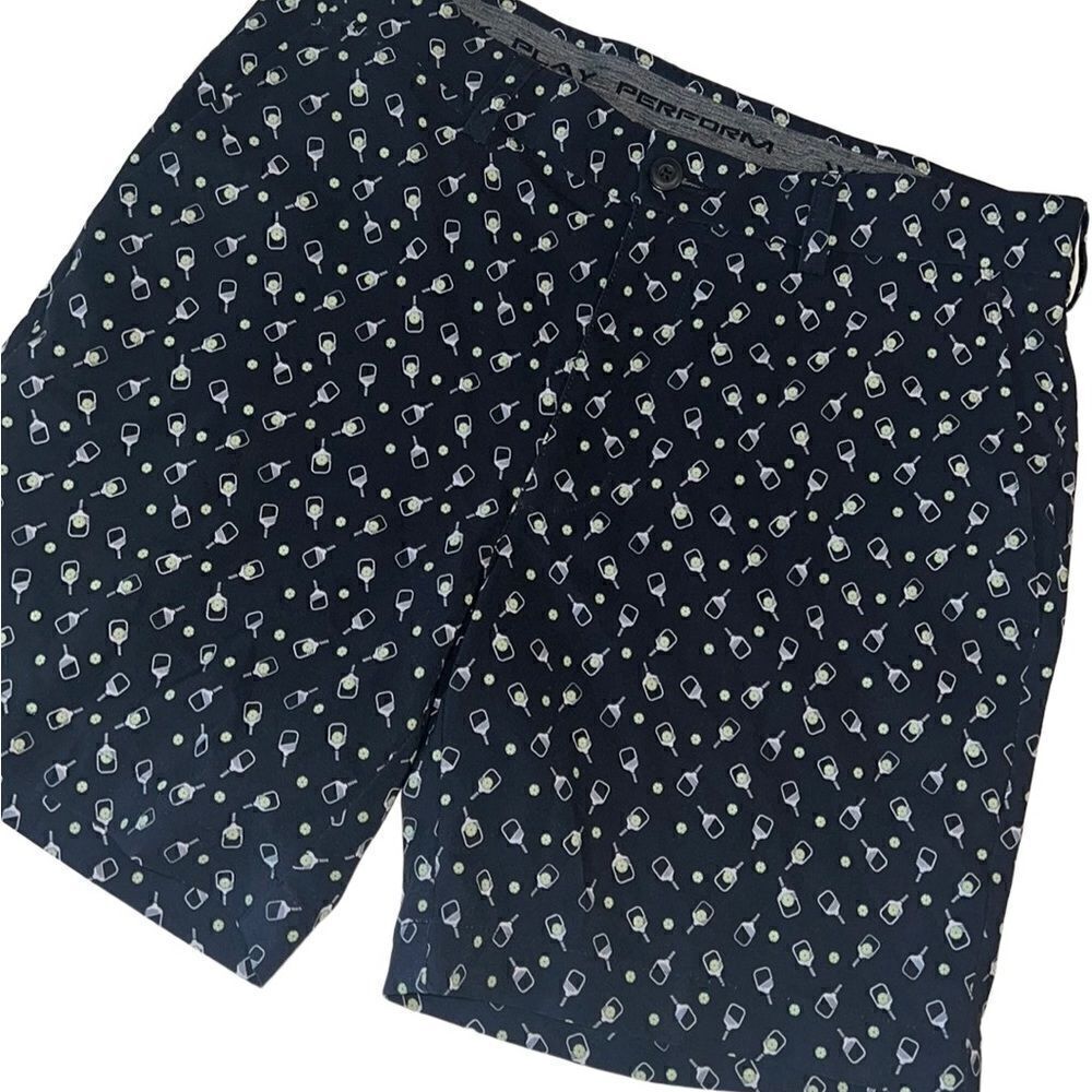 Roundtree & Yorke Black Pickleball Print Pockets Performance Shorts Size 32